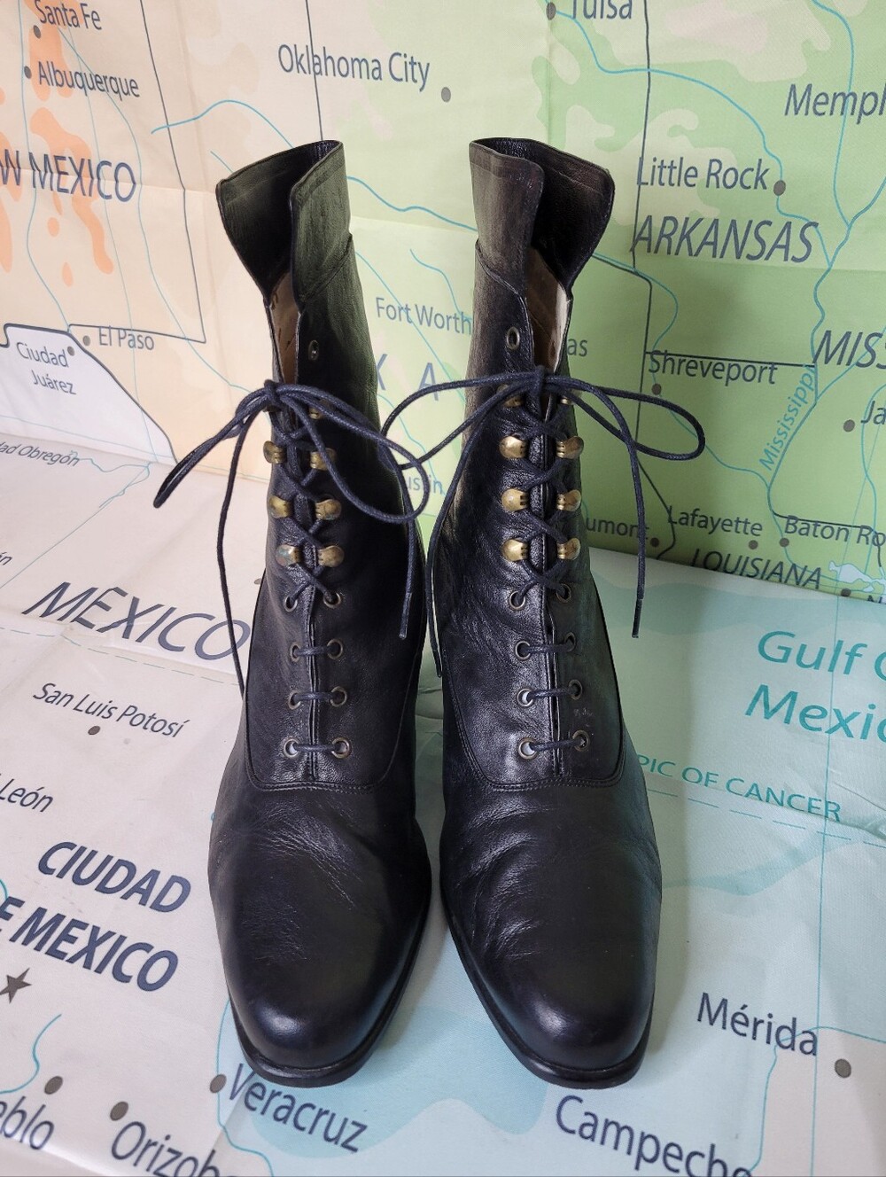 Ros Hommerson Black Lace-Up Leather Ankle Boots